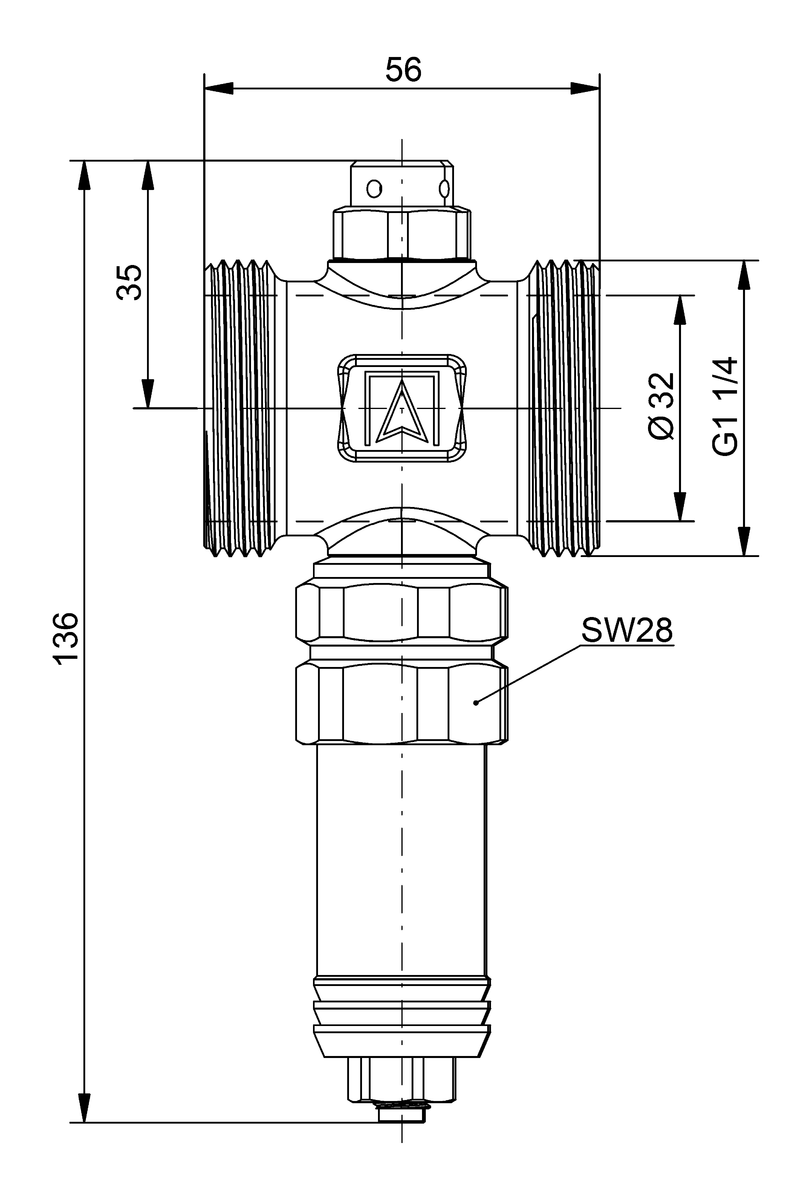 AFRISO Frostschutzventil AAV 302 für Wärmepumpen, G1 1/4 AG BEF 7410